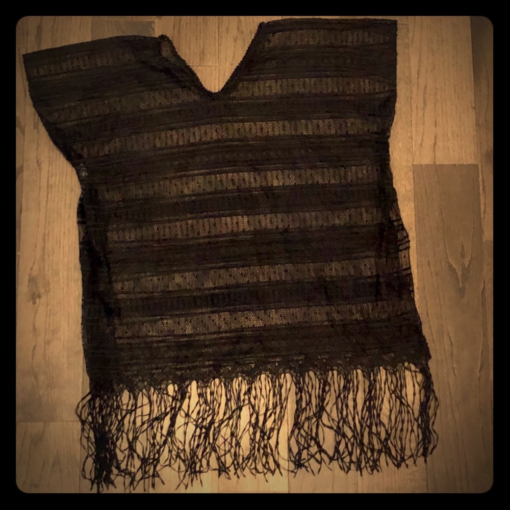 🔴 Sheer Black Bathing Suit Cover-up Poncho